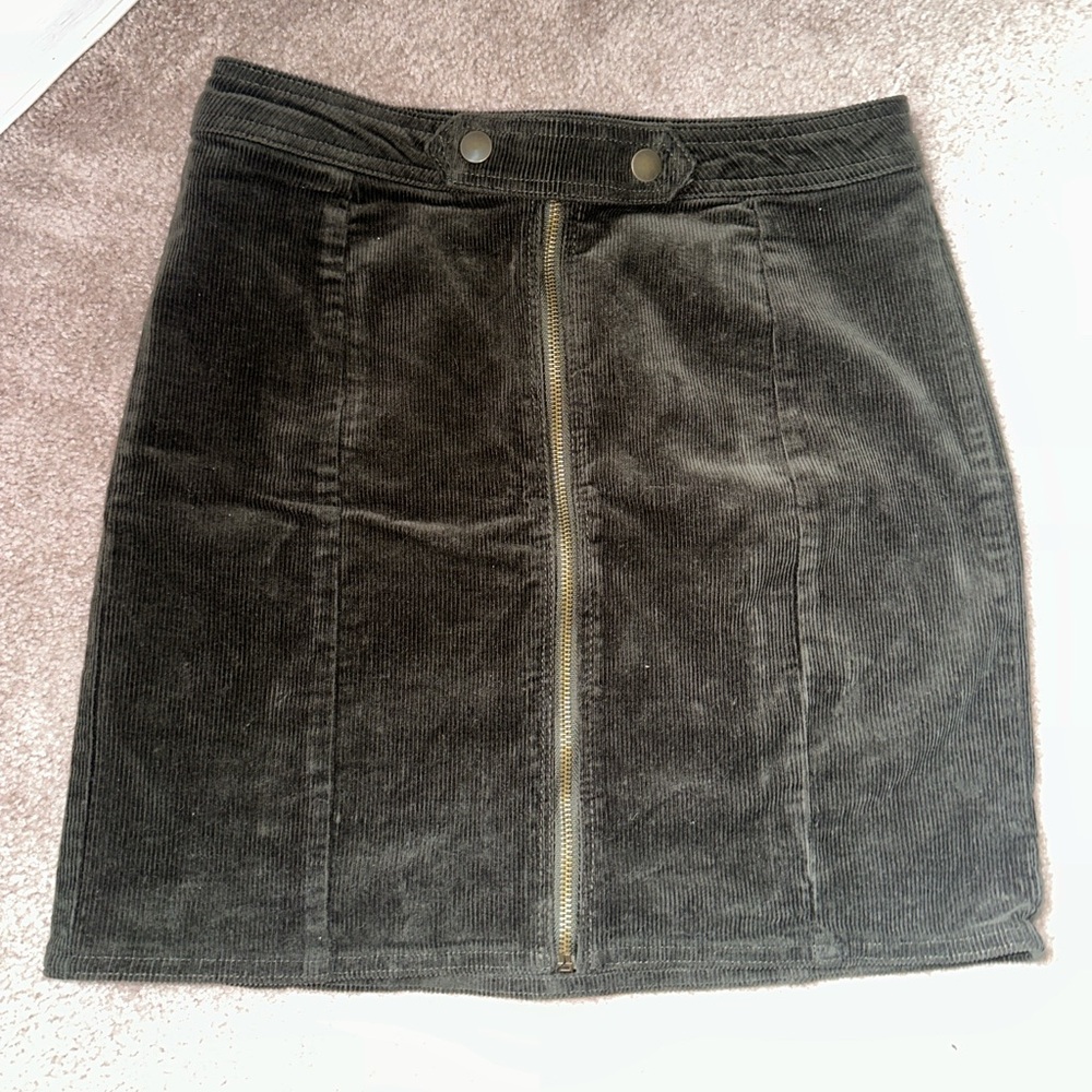 Blue Spice Olive Green Corduroy Mini Skirt